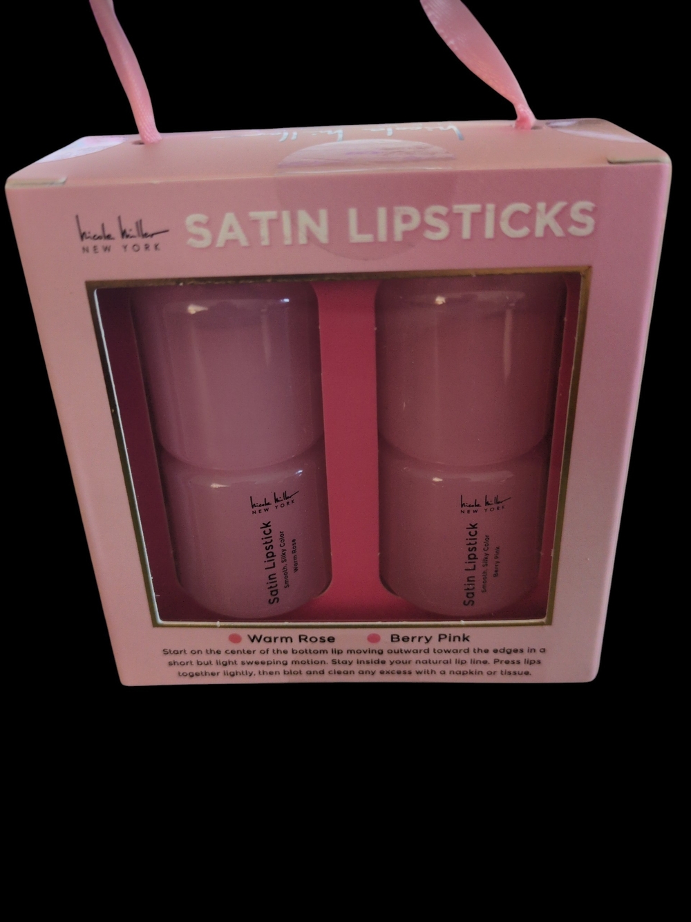 Nicole Miller Satin Lipstick Duo — Warm Rose & Berry Pink Shades